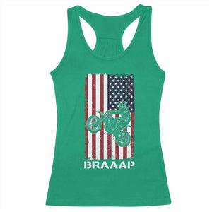 Dirt Bike Racerback Tank Top Braaap American Flag Motocross TS14 Irish Green Print Your Wear