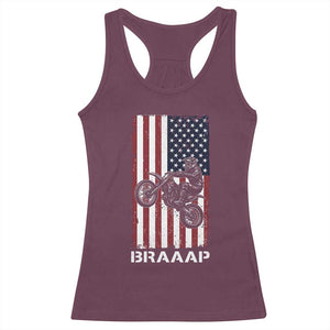 Dirt Bike Racerback Tank Top Braaap American Flag Motocross TS14 Maroon Print Your Wear