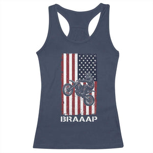 Dirt Bike Racerback Tank Top Braaap American Flag Motocross TS14 Navy Print Your Wear
