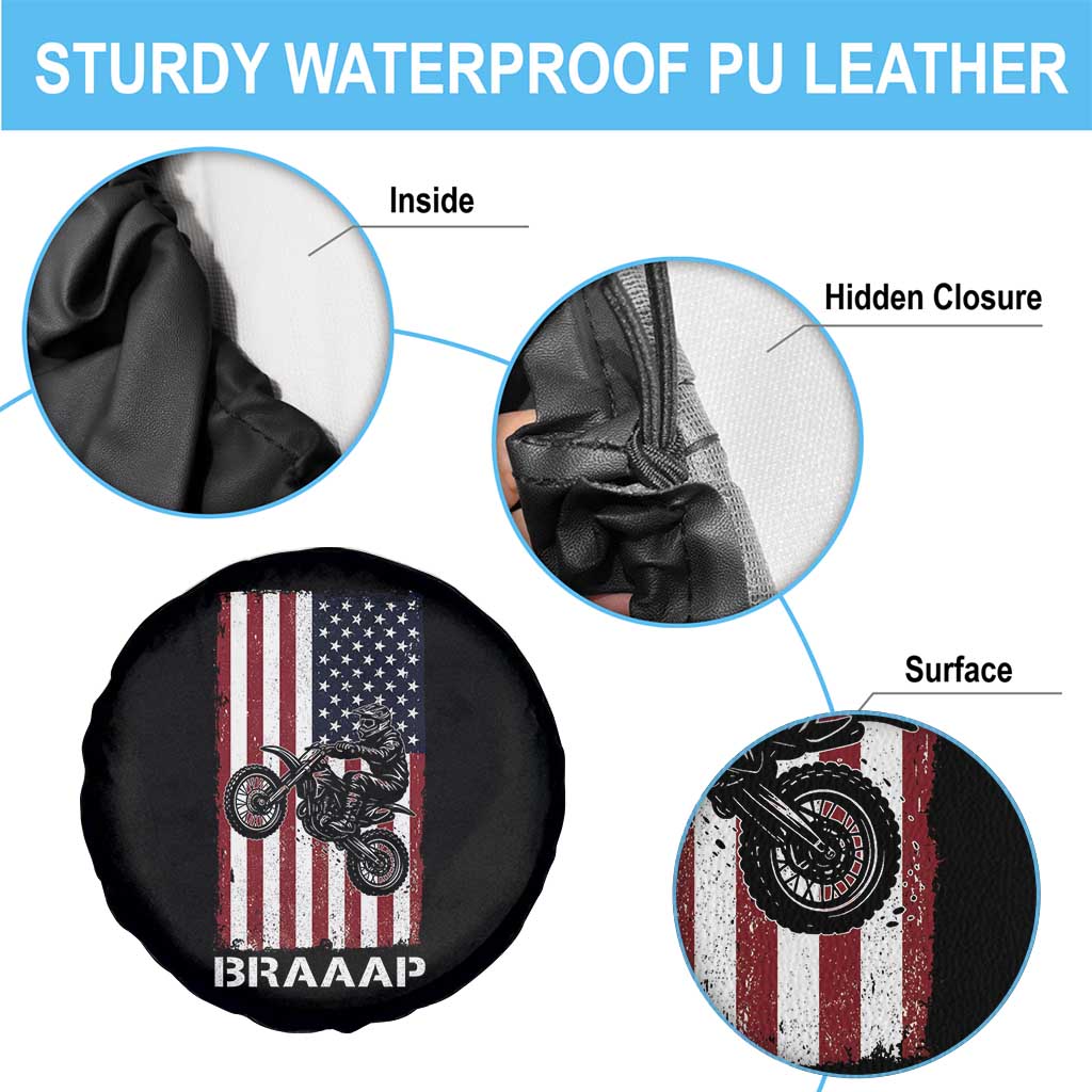 Dirt Bike Spare Tire Cover Braaap American Flag Motocross TS14 Print Your Wear