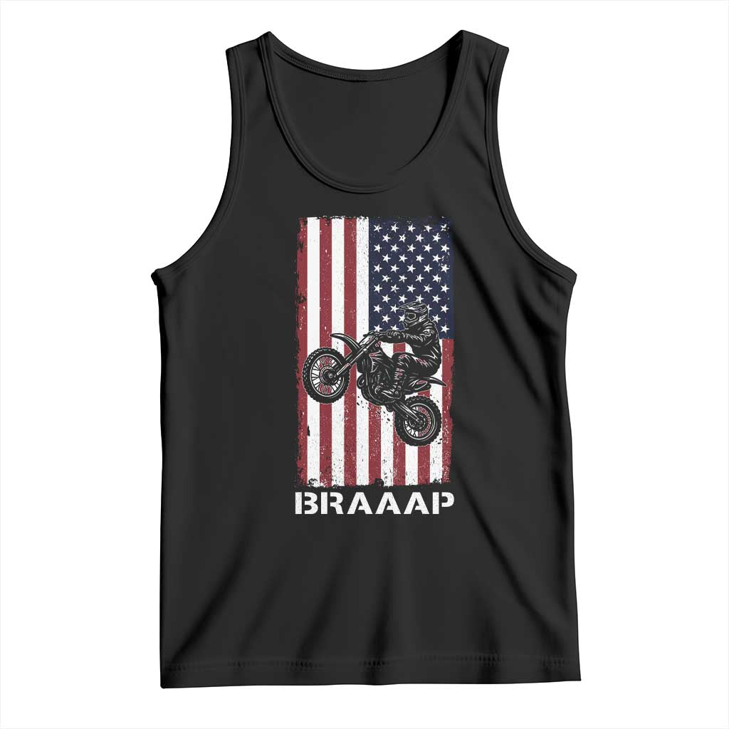 Dirt Bike Tank Top Braaap American Flag Motocross TS14 Black Print Your Wear