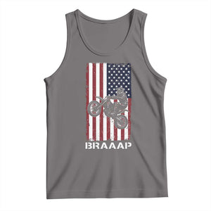 Dirt Bike Tank Top Braaap American Flag Motocross TS14 Deep Heather Print Your Wear