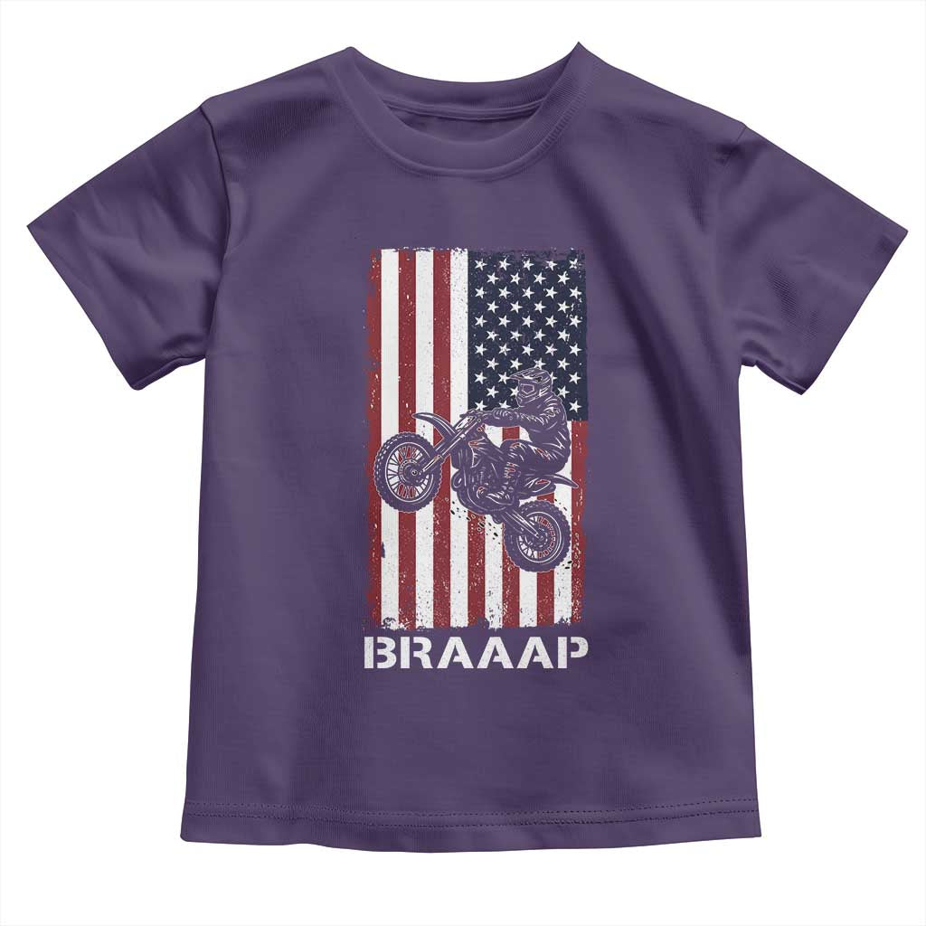Dirt Bike Toddler T Shirt Braaap American Flag Motocross TS14 Purple Print Your Wear