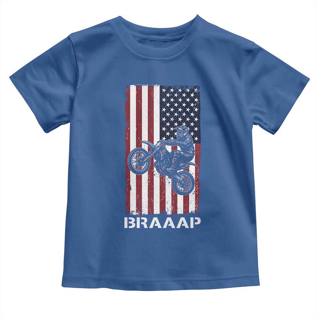 Dirt Bike Toddler T Shirt Braaap American Flag Motocross TS14 Royal Blue Print Your Wear