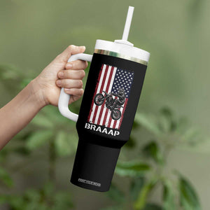 Dirt Bike Tumbler With Handle Braaap American Flag Motocross TS14 Print Your Wear