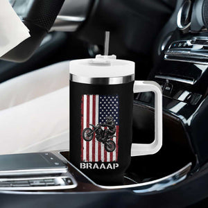 Dirt Bike Tumbler With Handle Braaap American Flag Motocross TS14 Print Your Wear