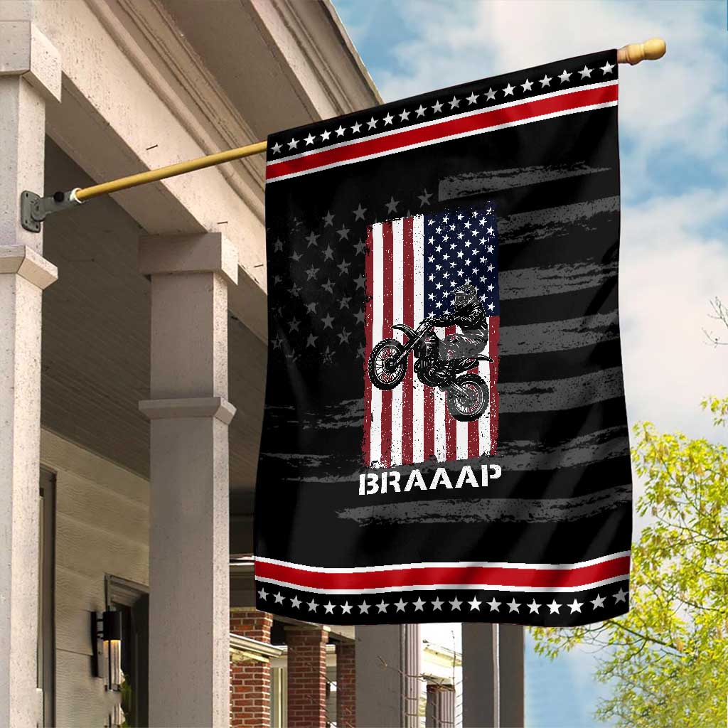 Dirt Bike Garden Flag Braaap American Flag Motocross TS14 Distressed Black Red Print Your Wear