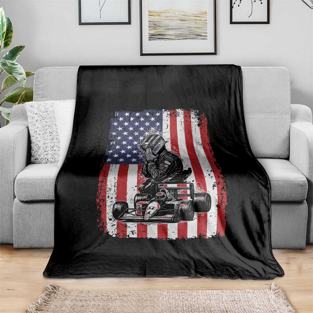 Patriotic Racing Car American Flag Race Throw Blanket TS14 Print Your Wear