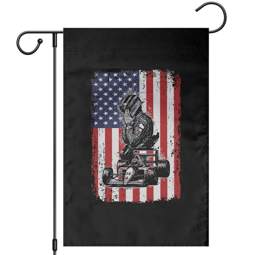 Patriotic Racing Car American Flag Race Garden Flag TS14 Black Print Your Wear