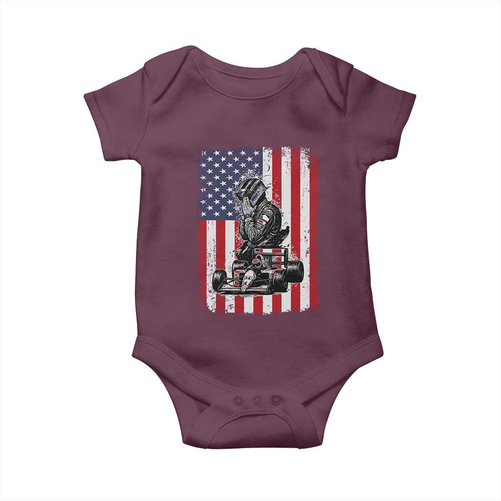 Patriotic Racing Car American Flag Race Baby Onesie TS14 Maroon Print Your Wear