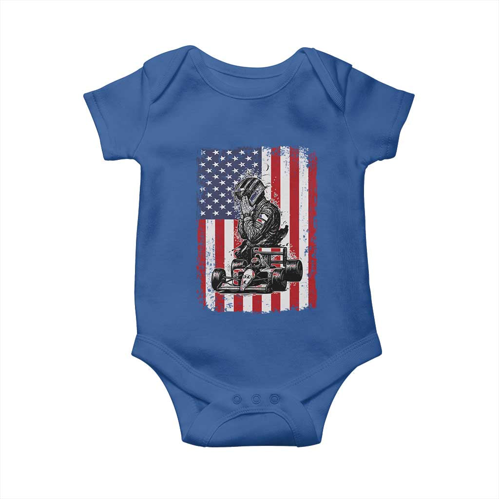 Patriotic Racing Car American Flag Race Baby Onesie TS14 Royal Blue Print Your Wear