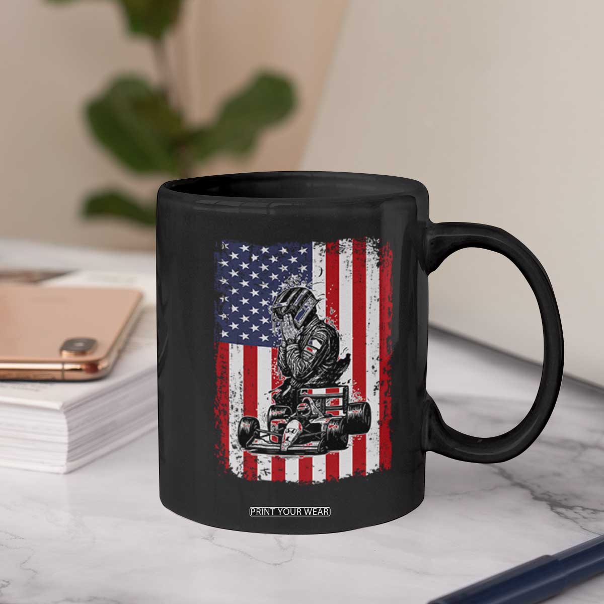 Patriotic Racing Car American Flag Race Coffee Mug TS14 Print Your Wear