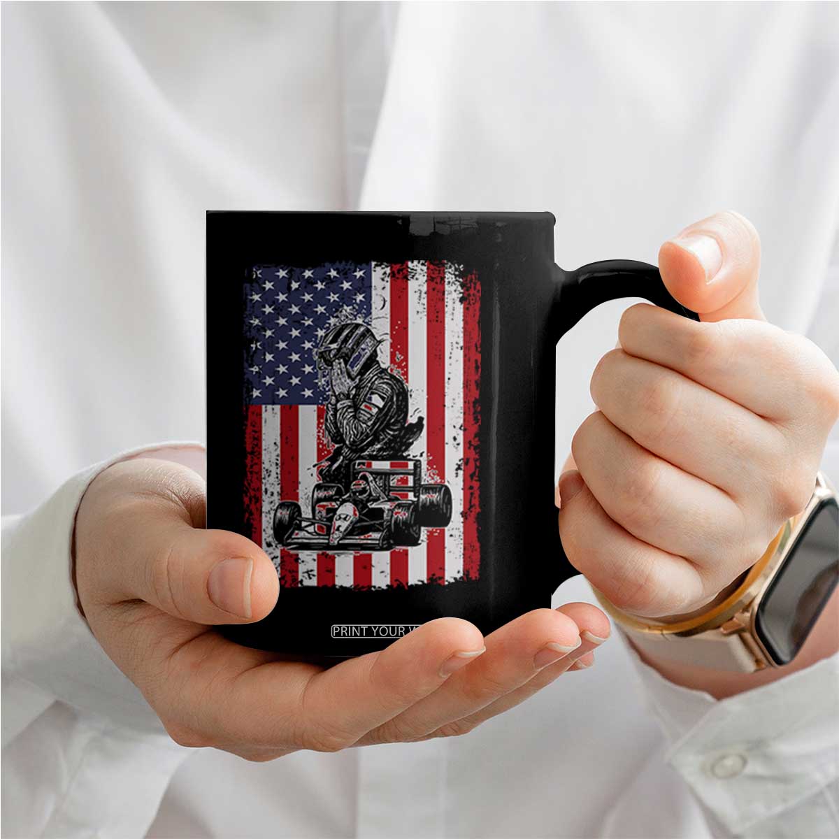 Patriotic Racing Car American Flag Race Coffee Mug TS14 Print Your Wear