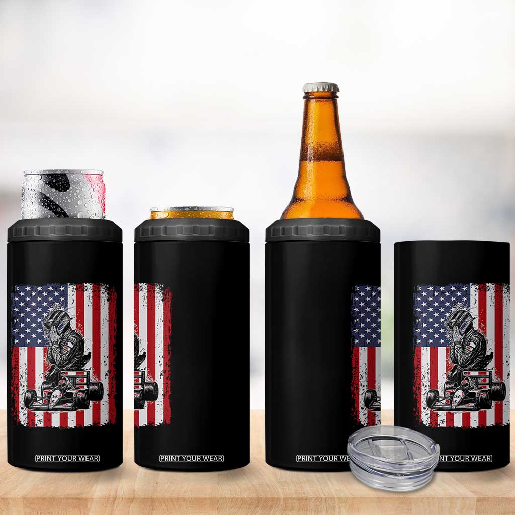 Patriotic Racing Car American Flag Race 4 in 1 Can Cooler Tumbler TS14 Print Your Wear