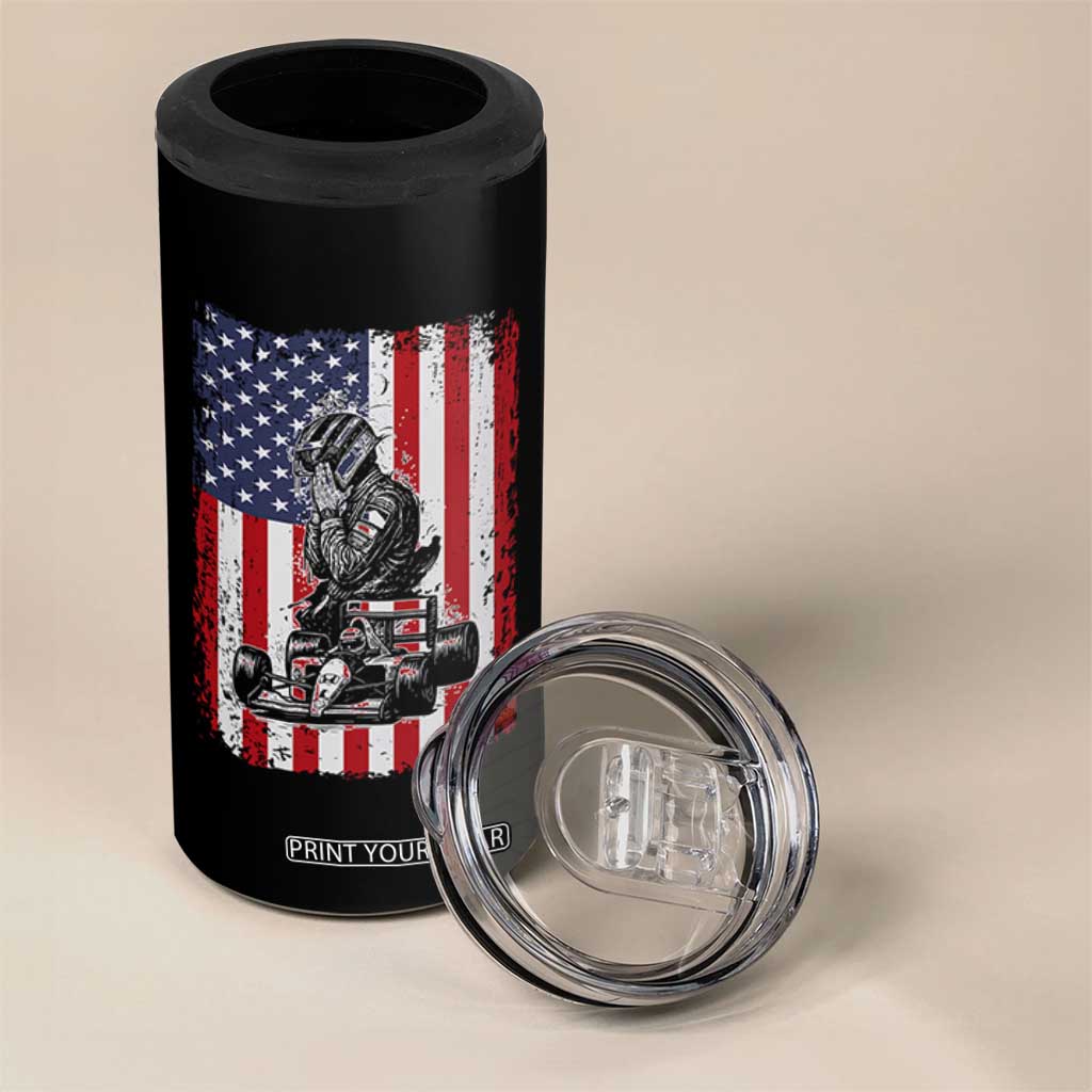 Patriotic Racing Car American Flag Race 4 in 1 Can Cooler Tumbler TS14 Print Your Wear