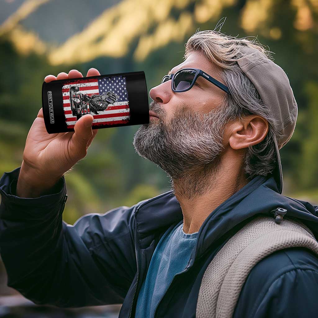 Patriotic Racing Car American Flag Race 4 in 1 Can Cooler Tumbler TS14 Print Your Wear