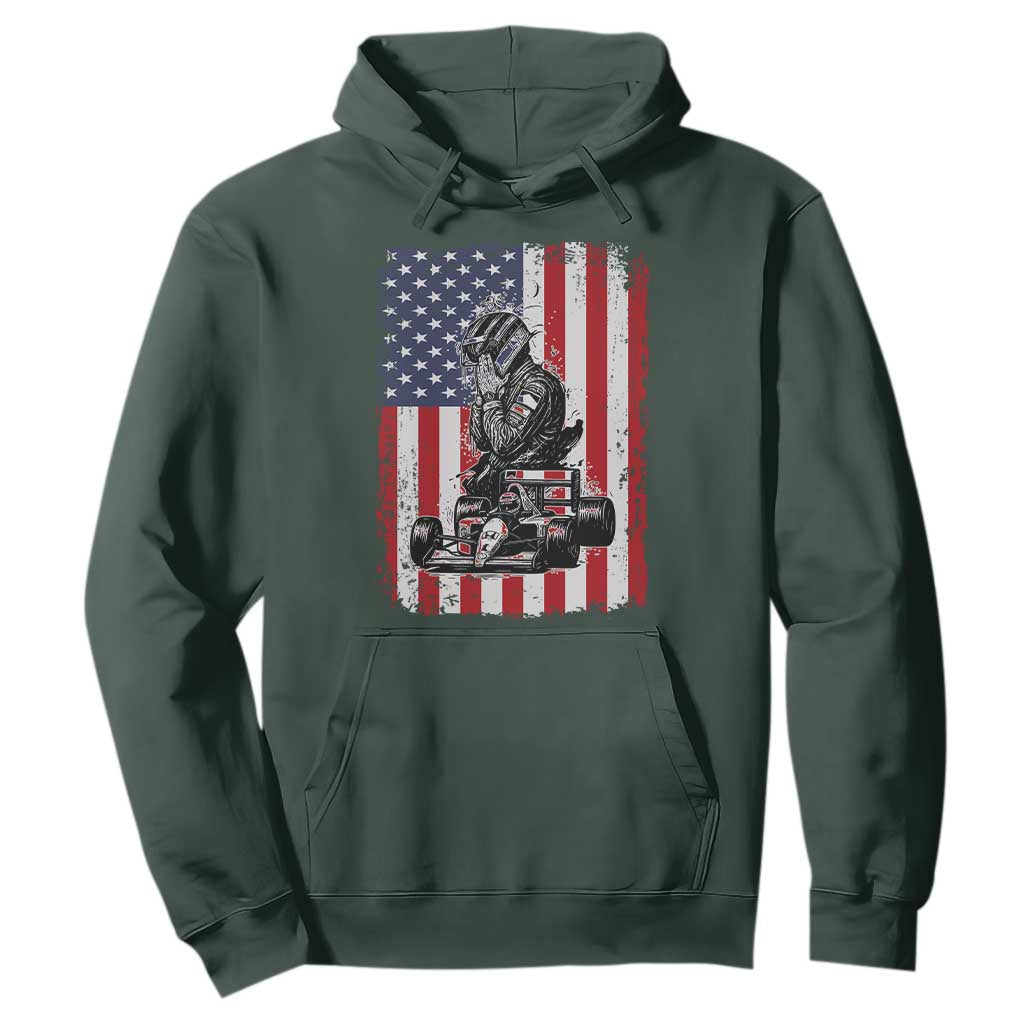 Patriotic Racing Car American Flag Race Hoodie TS14 Dark Forest Green Print Your Wear