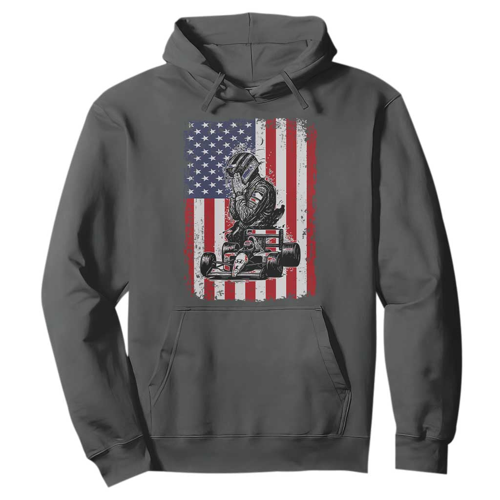 Patriotic Racing Car American Flag Race Hoodie TS14 Dark Heather Print Your Wear
