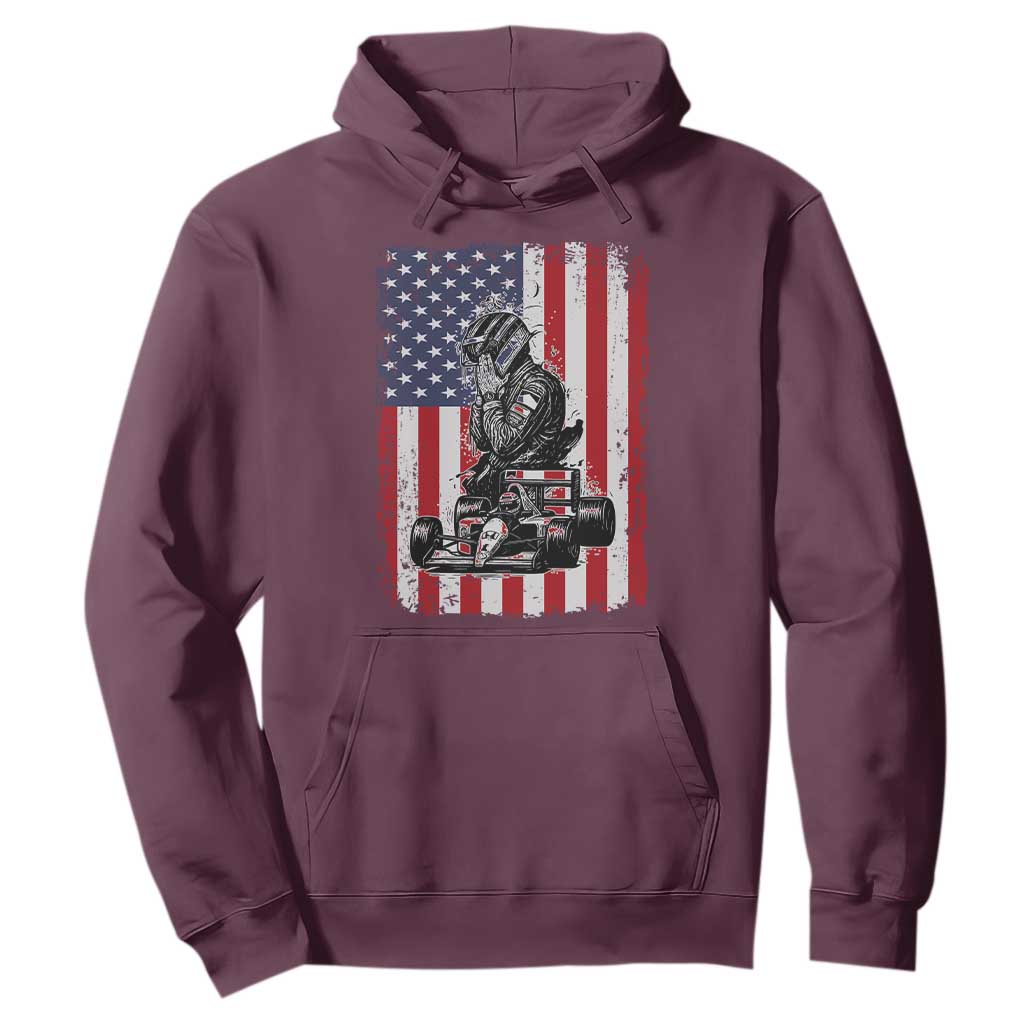 Patriotic Racing Car American Flag Race Hoodie TS14 Maroon Print Your Wear