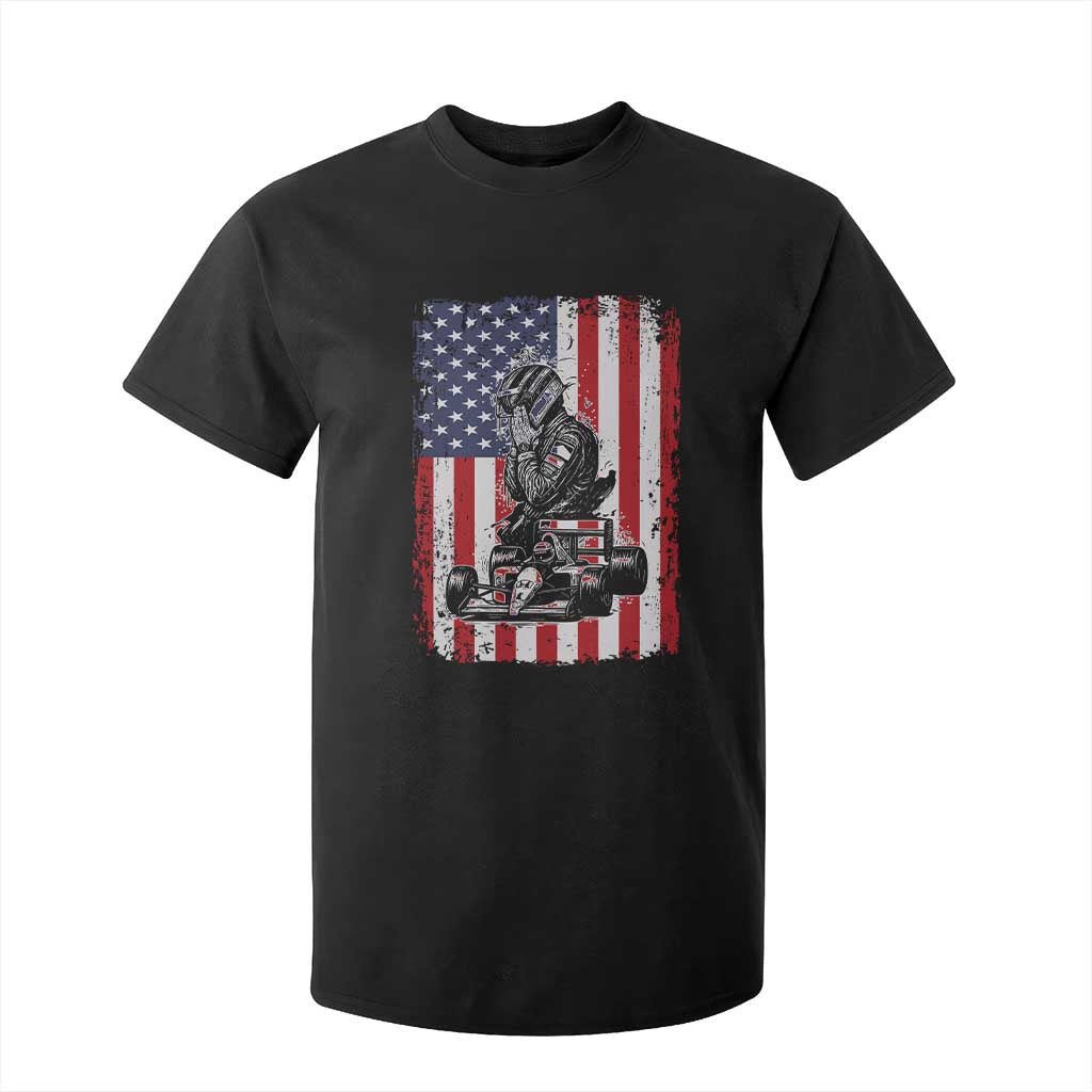 Patriotic Racing Car American Flag Race T Shirt For Kid TS14 Black Print Your Wear