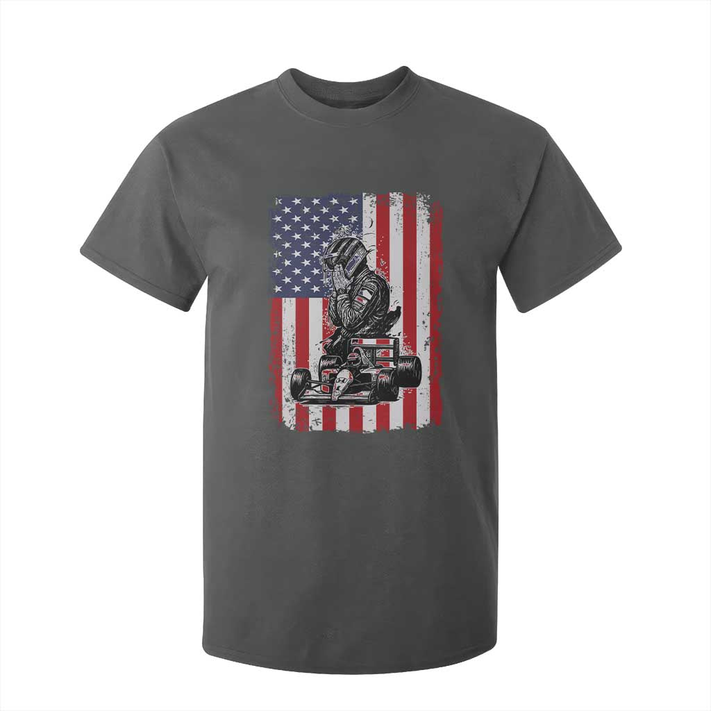 Patriotic Racing Car American Flag Race T Shirt For Kid TS14 Dark Heather Print Your Wear