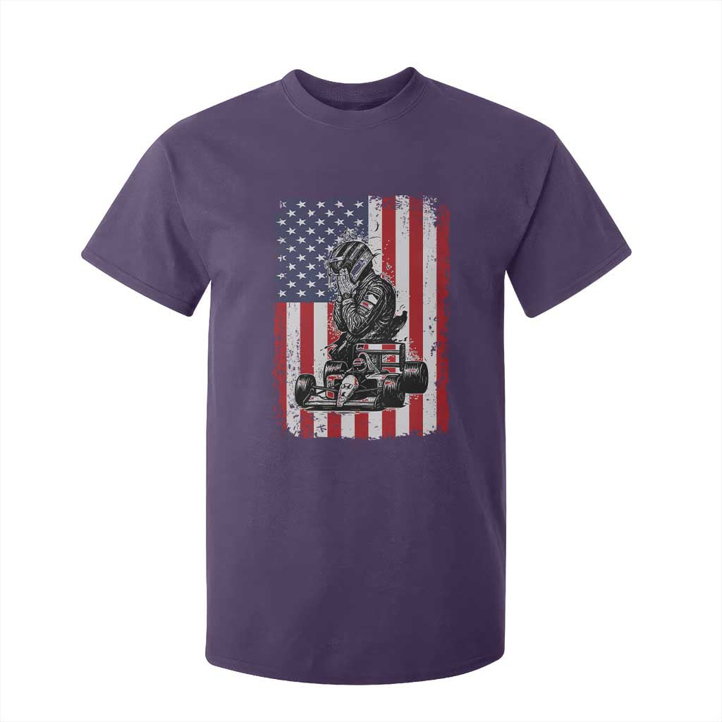 Patriotic Racing Car American Flag Race T Shirt For Kid TS14 Purple Print Your Wear