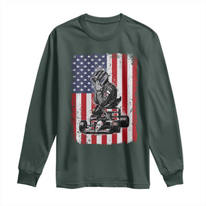 Patriotic Racing Car American Flag Race Long Sleeve Shirt TS14 Dark Forest Green Print Your Wear