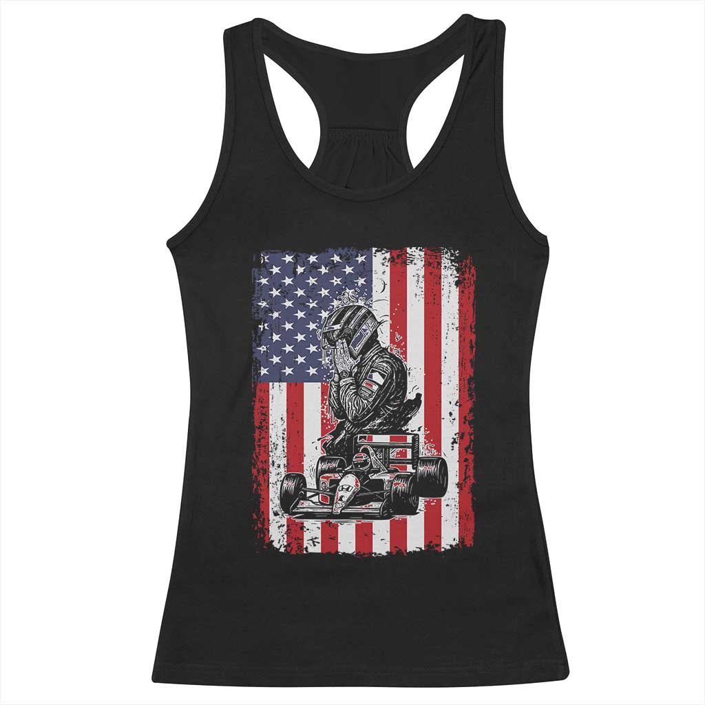 Patriotic Racing Car American Flag Race Racerback Tank Top TS14 Black Print Your Wear