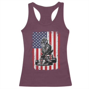 Patriotic Racing Car American Flag Race Racerback Tank Top TS14 Maroon Print Your Wear