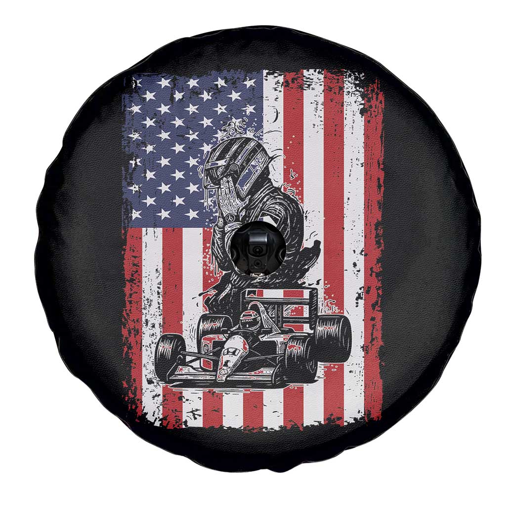 Patriotic Racing Car American Flag Race Spare Tire Cover TS14 Print Your Wear