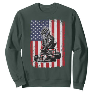 Patriotic Racing Car American Flag Race Sweatshirt TS14 Dark Forest Green Print Your Wear