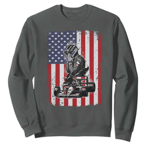 Patriotic Racing Car American Flag Race Sweatshirt TS14 Dark Heather Print Your Wear