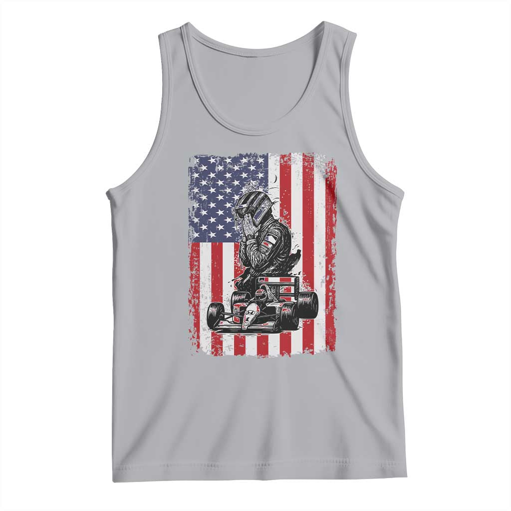 Patriotic Racing Car American Flag Race Tank Top TS14 Athletic Heather Print Your Wear