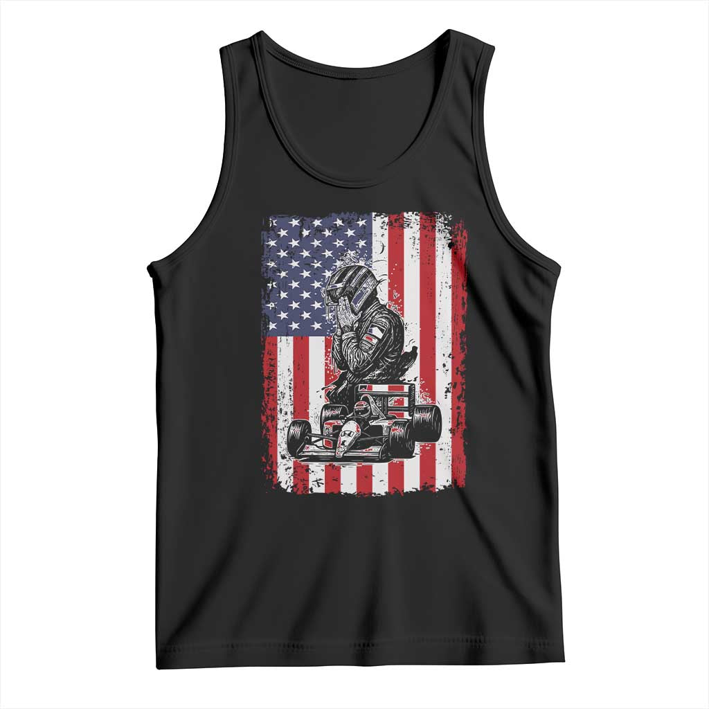 Patriotic Racing Car American Flag Race Tank Top TS14 Black Print Your Wear