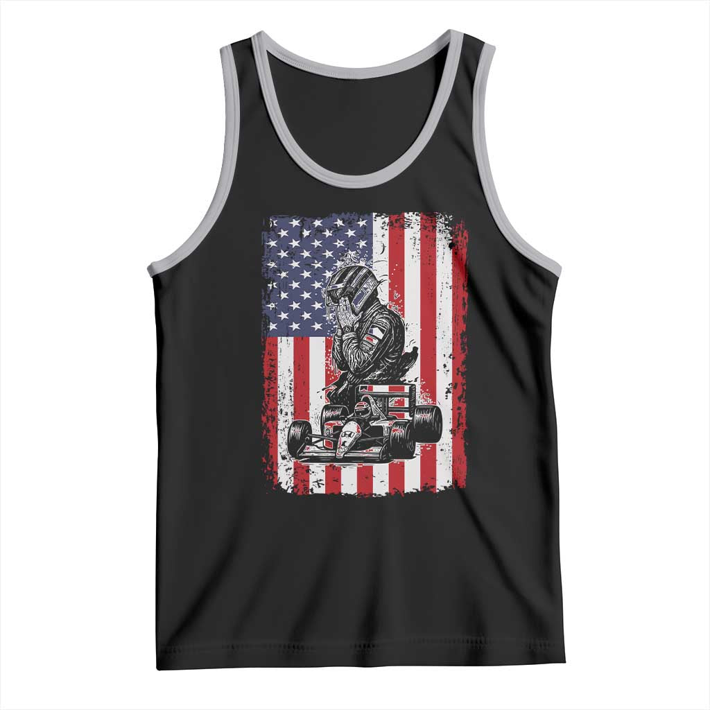 Patriotic Racing Car American Flag Race Tank Top TS14 Black Athletic Heather Print Your Wear