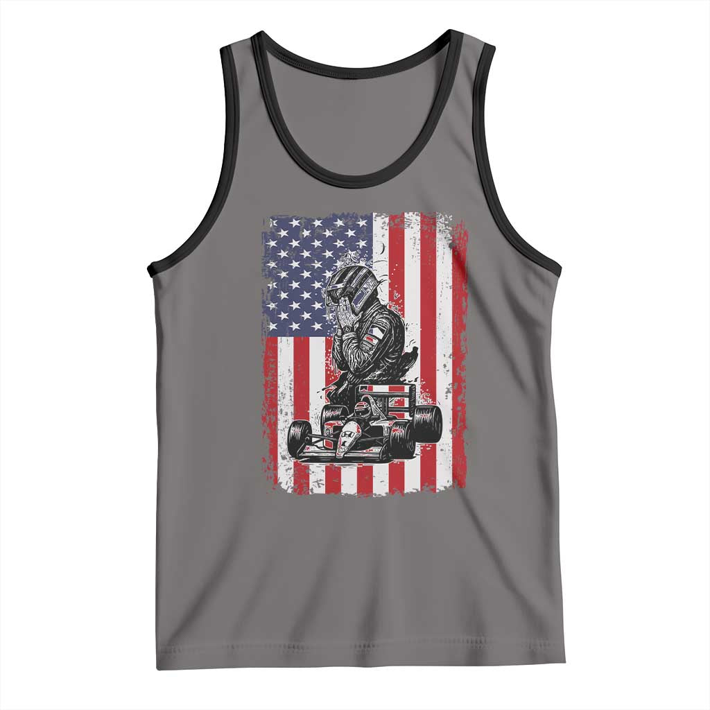 Patriotic Racing Car American Flag Race Tank Top TS14 Deep Heather Black Print Your Wear