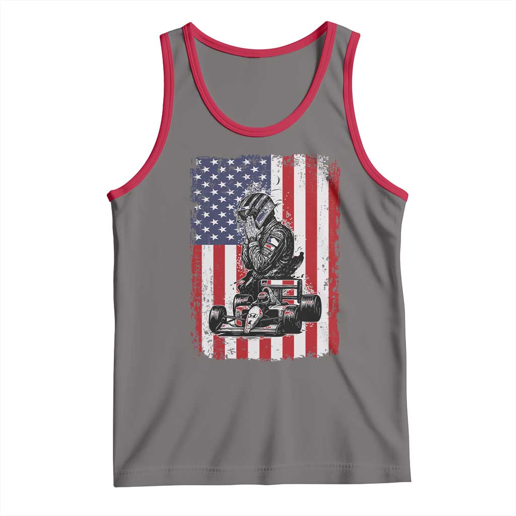 Patriotic Racing Car American Flag Race Tank Top TS14 Deep Heather Red Print Your Wear