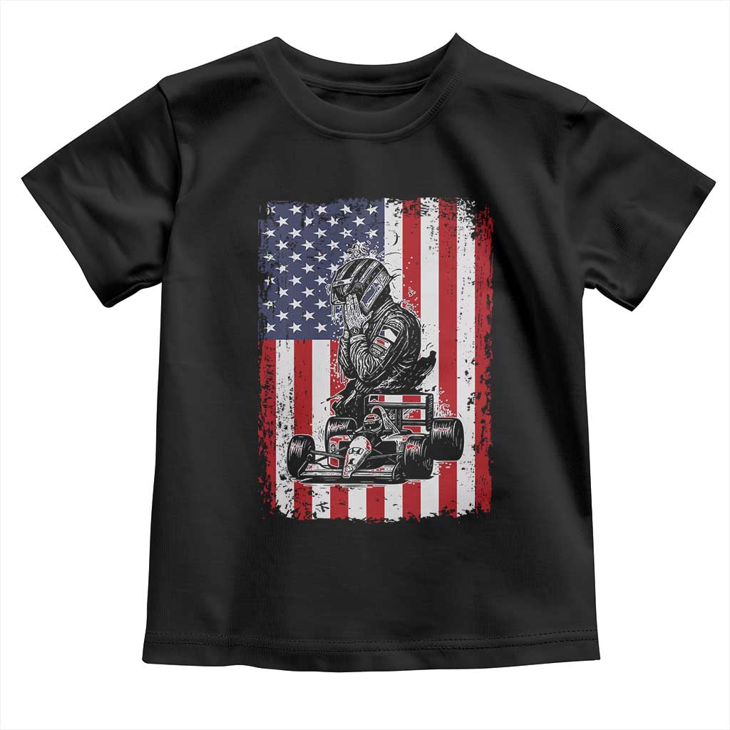 Patriotic Racing Car American Flag Race Toddler T Shirt TS14 Black Print Your Wear