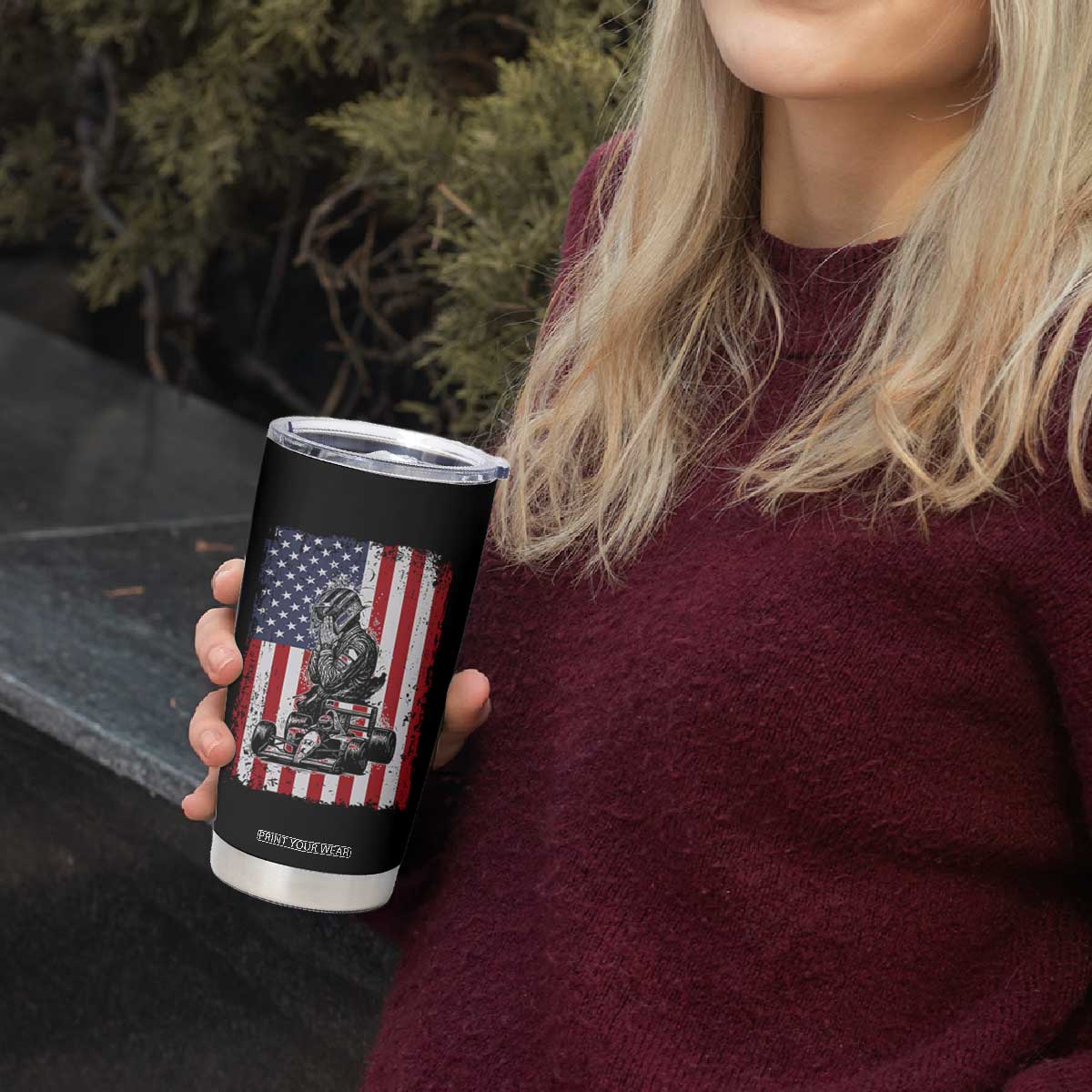 Patriotic Racing Car American Flag Race Tumbler Cup TS14 Print Your Wear