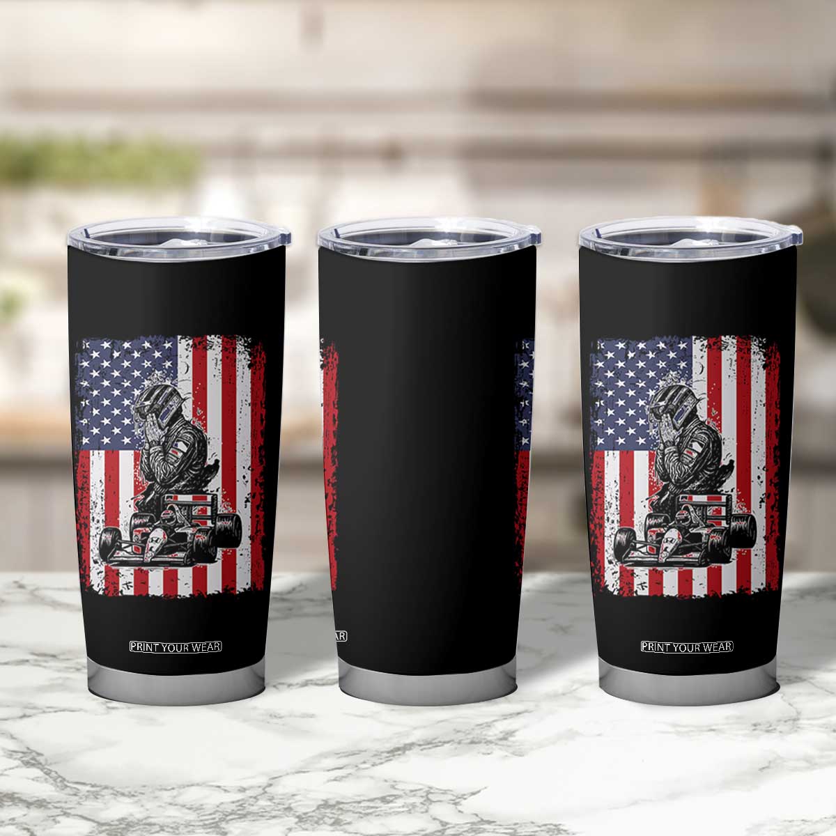 Patriotic Racing Car American Flag Race Tumbler Cup TS14 Print Your Wear
