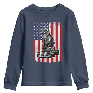 Patriotic Racing Car American Flag Race Youth Sweatshirt TS14 Navy Print Your Wear