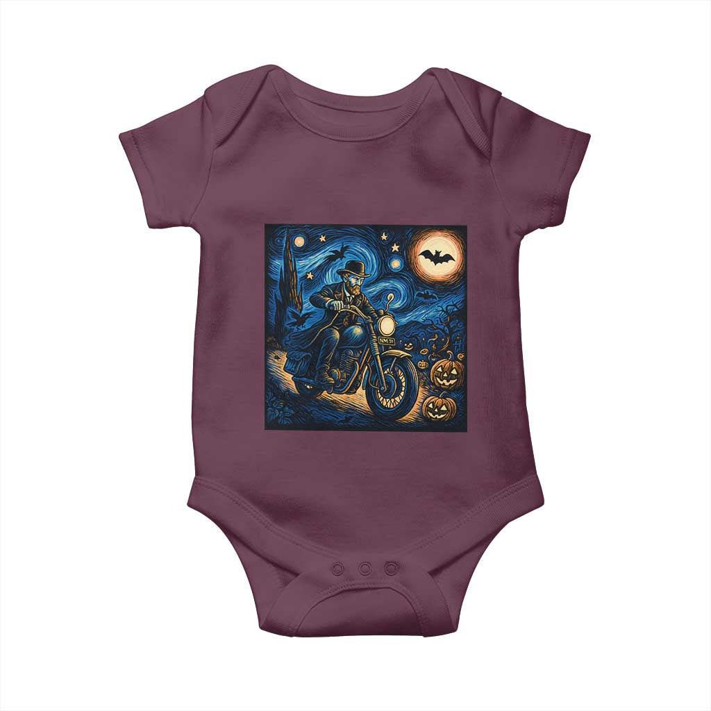 Dirt Bike Baby Onesie Van Gogh Starry Night Halloween Biker TS14 Maroon Print Your Wear