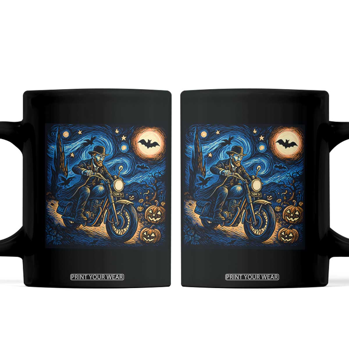 Dirt Bike Coffee Mug Van Gogh Starry Night Halloween Biker TS14 Black Print Your Wear