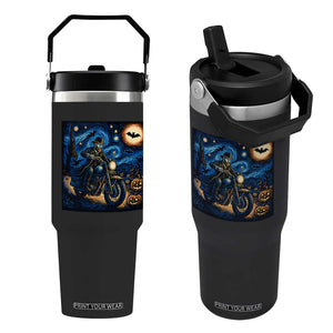 Dirt Bike Flip Straw Tumbler Van Gogh Starry Night Halloween Biker TS14 One Size: 30 oz Black Print Your Wear