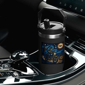 Dirt Bike Flip Straw Tumbler Van Gogh Starry Night Halloween Biker TS14 Print Your Wear