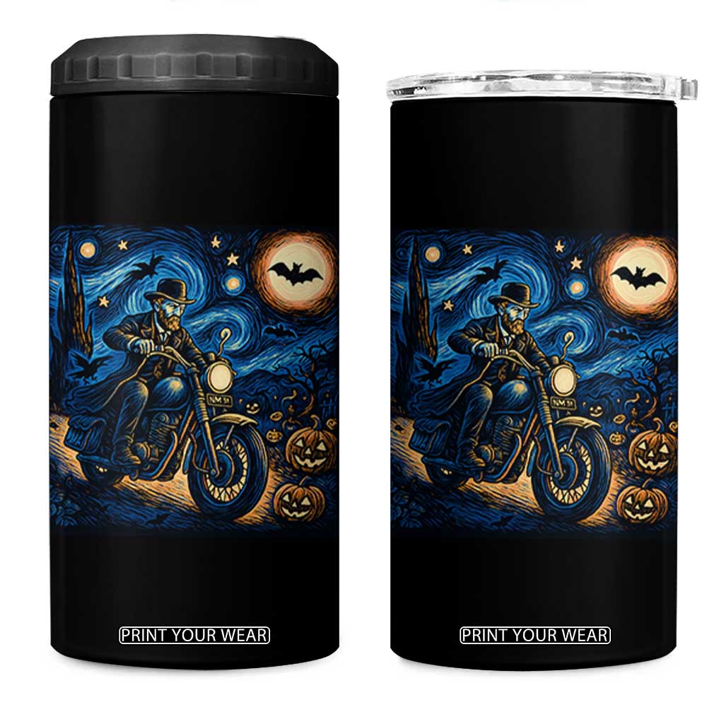 Dirt Bike 4 in 1 Can Cooler Tumbler Van Gogh Starry Night Halloween Biker TS14 One Size: 16 oz Black Print Your Wear