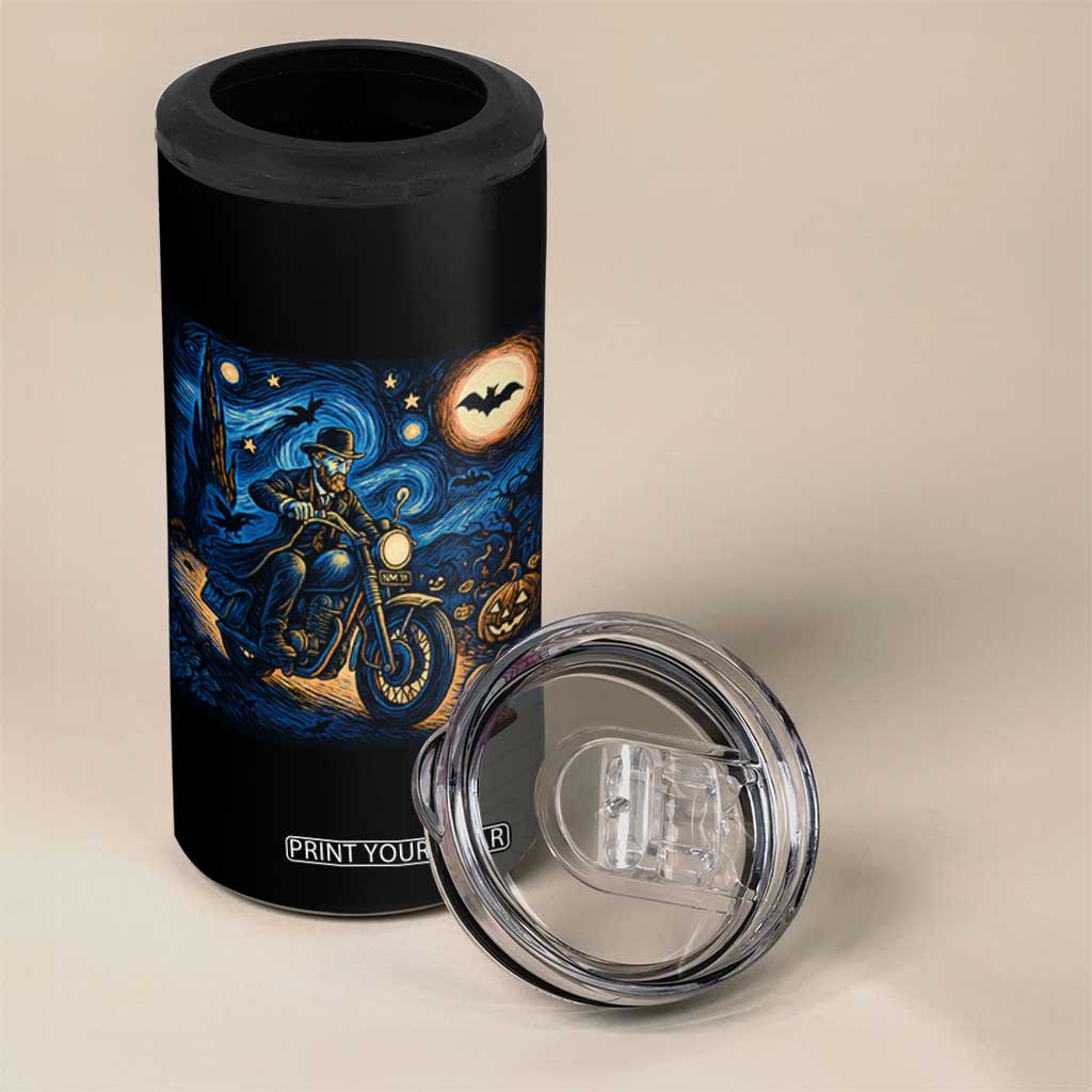 Dirt Bike 4 in 1 Can Cooler Tumbler Van Gogh Starry Night Halloween Biker TS14 Print Your Wear