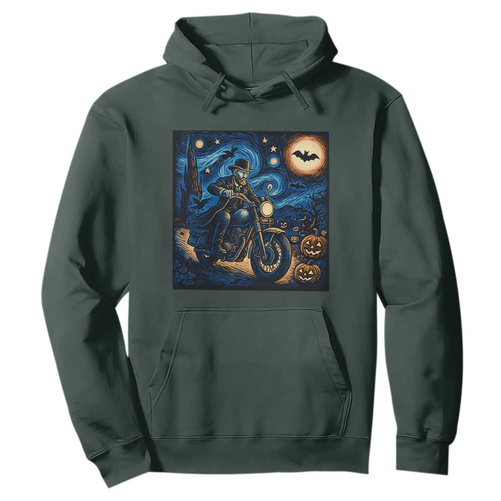 Dirt Bike Hoodie Van Gogh Starry Night Halloween Biker TS14 Dark Forest Green Print Your Wear