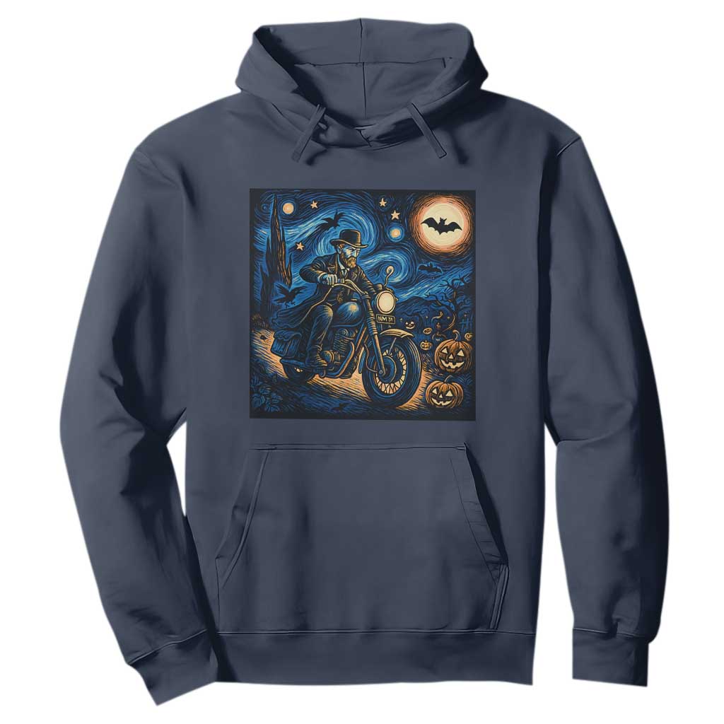 Dirt Bike Hoodie Van Gogh Starry Night Halloween Biker TS14 Navy Print Your Wear