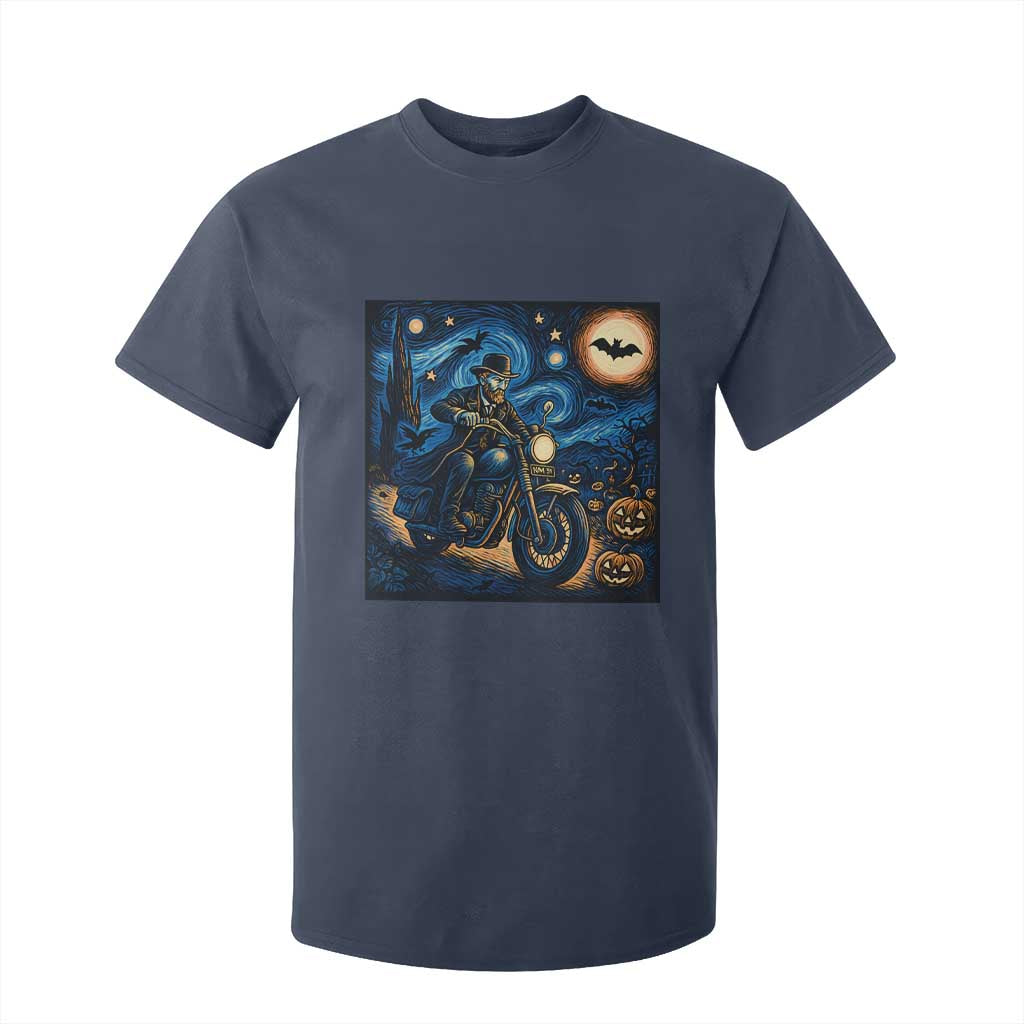Dirt Bike T Shirt For Kid Van Gogh Starry Night Halloween Biker TS14 Navy Print Your Wear
